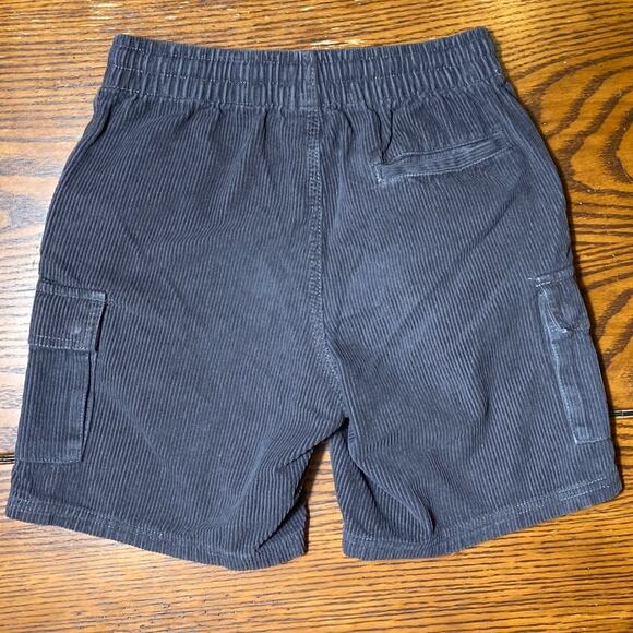 Drawstring UNISEX Corduroy Cargo Shorts Charcoal Gray Extra Small 27 BOYFRIEND - Picture 2 of 13